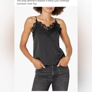 The Drop Women's Black Lace Trimmed Camisole Medium
